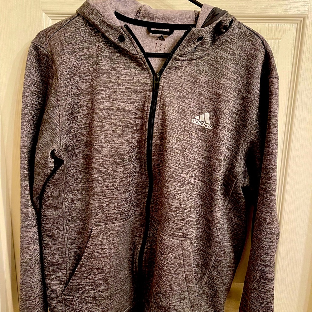 Adidas gray men’s sports zip up hoodie